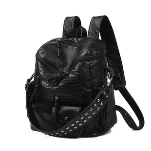 PU软水洗皮包韩版背包青年柔软舒适少女大学生单肩包多功能双肩包