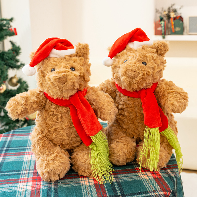 圣诞节小熊毛绒玩具带帽子可开票