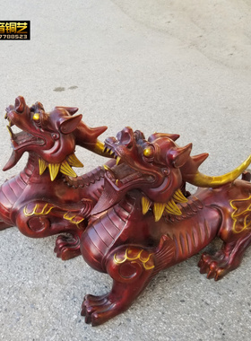 大号铜天禄独角兽貔貅一对金翅