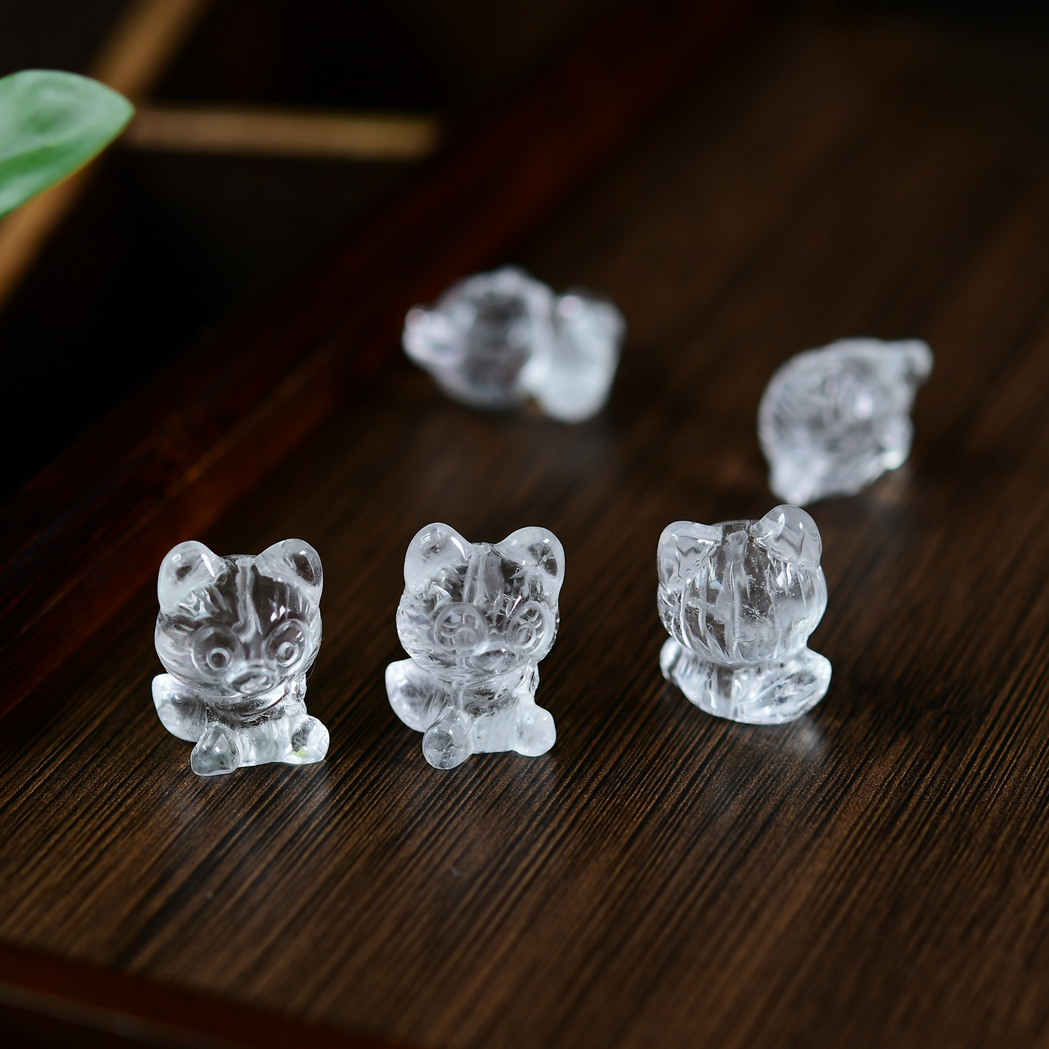 天然白水晶狐狸玲娜贝儿竖孔配件 23*17*16mm DIY手串项链 LH394