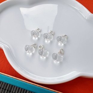 天然白水晶屁桃小滴溜吊坠 LH667 diy手串项链配件