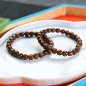 天然全糖料和田玉老型珠单圈手串玉石手链 T61 7.2mm 微微棉 7.7