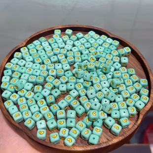 菱镁矿松石绿色六方爱心通孔配件 DIY文玩佛珠手串项链 TY2646