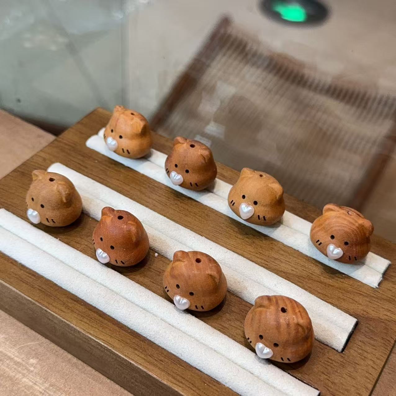 桃木黑鼻子小熊 diy佛珠配饰隔珠配件手工编绳项链手串文玩 DM858