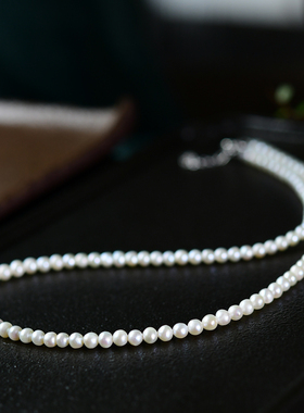 天然淡水珍珠小颗粒项链锁骨链 小仙女款 约3.8mm 优质近圆 XL390