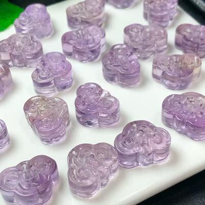 天然紫水晶如意通孔配件 规格17mm diy手串项链 ZW787