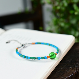 菱镁矿心咒手环 绿度母丁程鑫同款手链抖音网红手串 C100