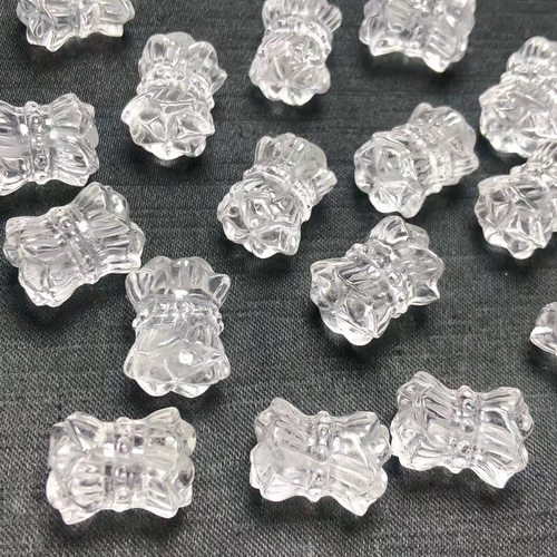 天然白水晶并蒂莲通孔配件 规格12*16mm DIY手串项链 ZW176