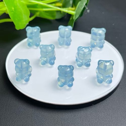 天然海蓝宝小熊通孔配件 规格15～18mm左右 diy手串项链 ZW762