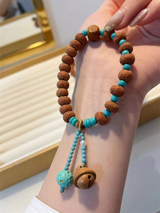 莲花金刚手串搭配陨石钻珠 桃木铃铛 骆驼骨老型 TY1181