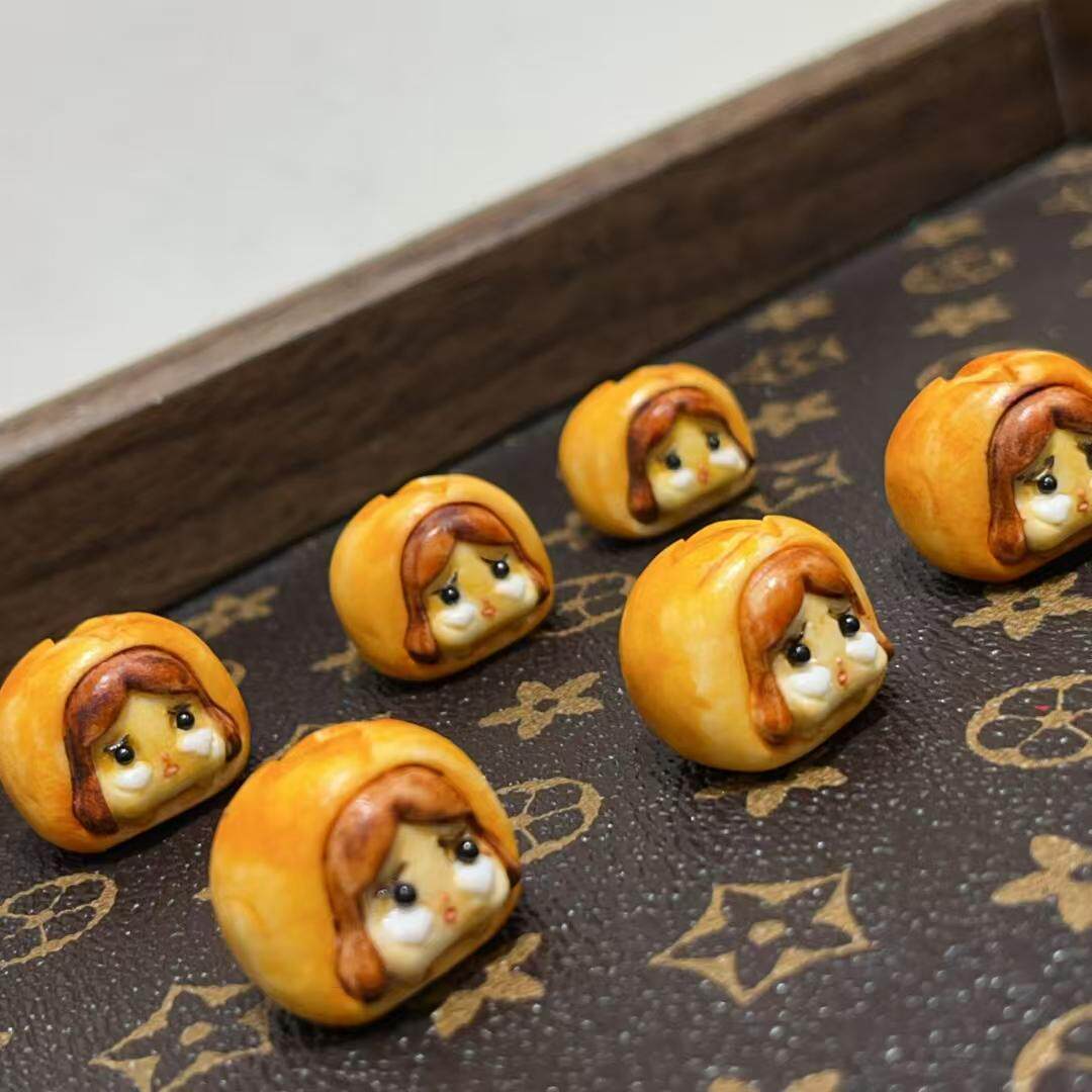 精工鹿角根付泡泡玛特烤面包竖孔配件 DIY文玩手串项链 TY2575