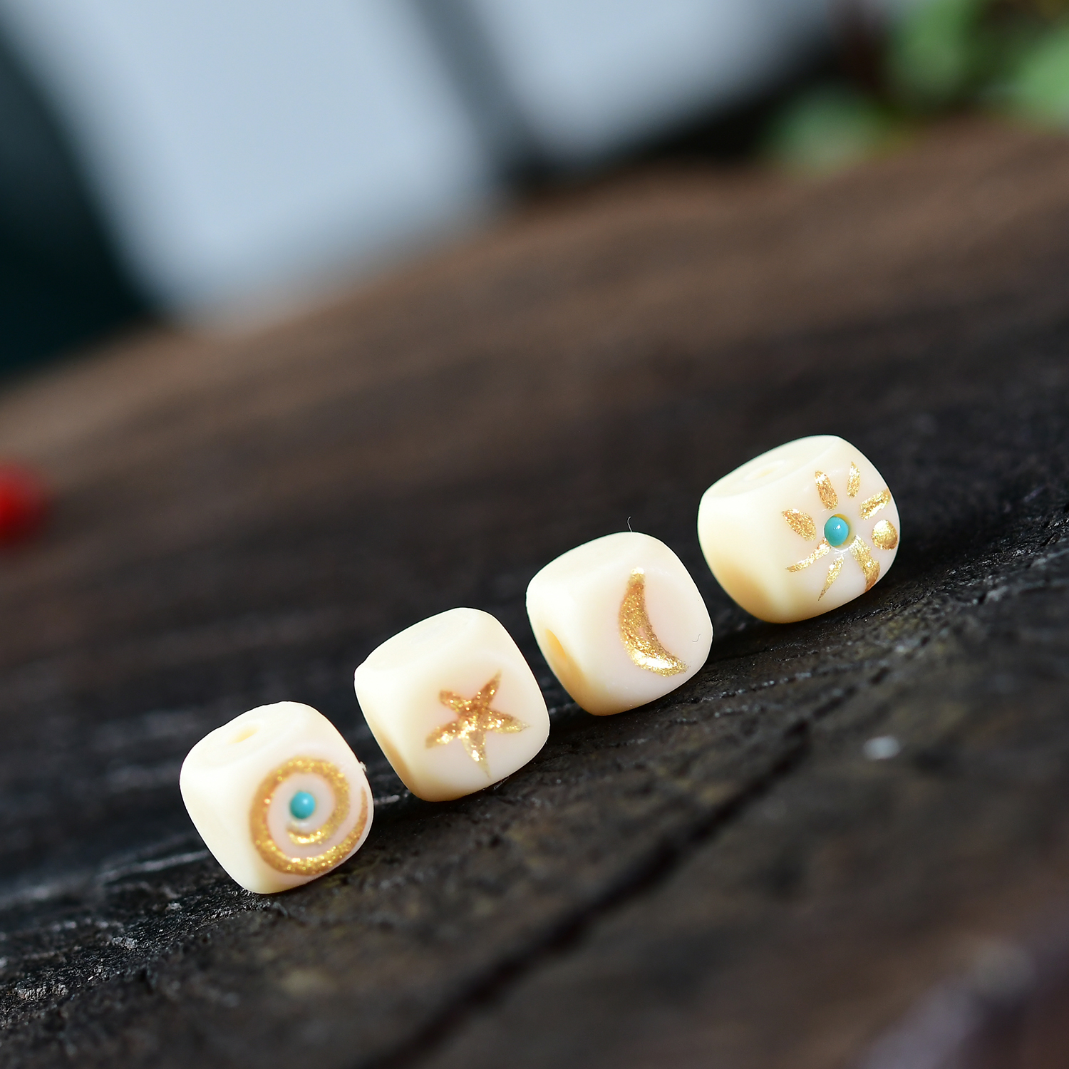 象牙果日月星辰方形 四方 手工配件文玩时尚配饰佛珠手串 TY1885