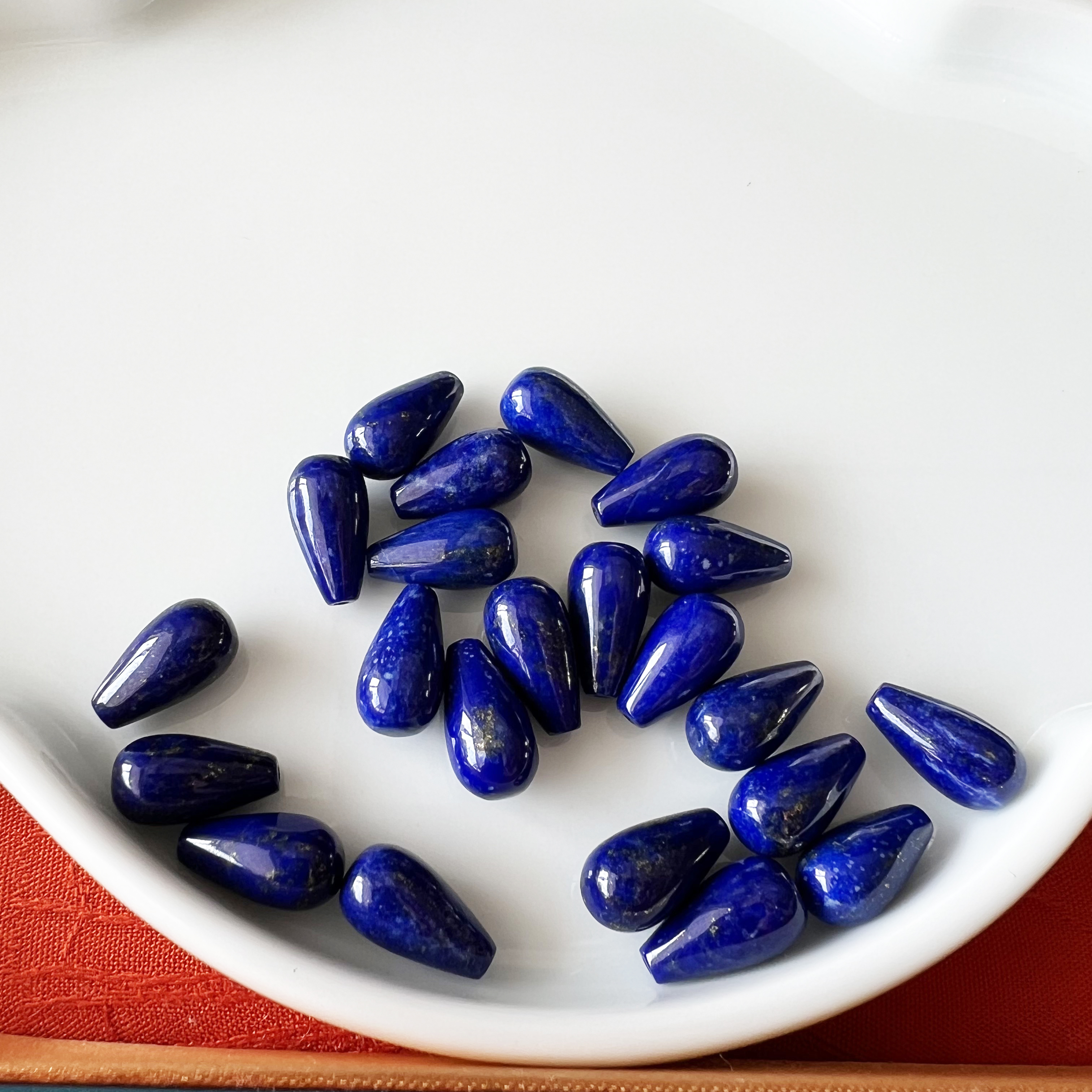 天然青金石水滴型半孔配件 13*7mm 可自行制作耳钉耳线耳坠 ZW858