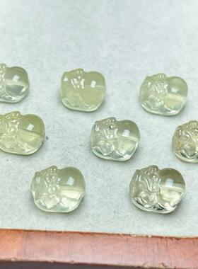 天然黄水晶貔貅雕刻通孔配件 14mm*10mm左右 DIY手串项链 ZW491