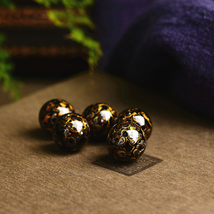 黑金色满螺钿大漆珠圆珠散珠15mm 世界非遗 DIY手串项链 TY1820