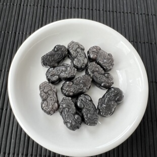 diy手串项链 天然银曜石貔貅通孔配件 9.5mm 11.6 ZW801 约21