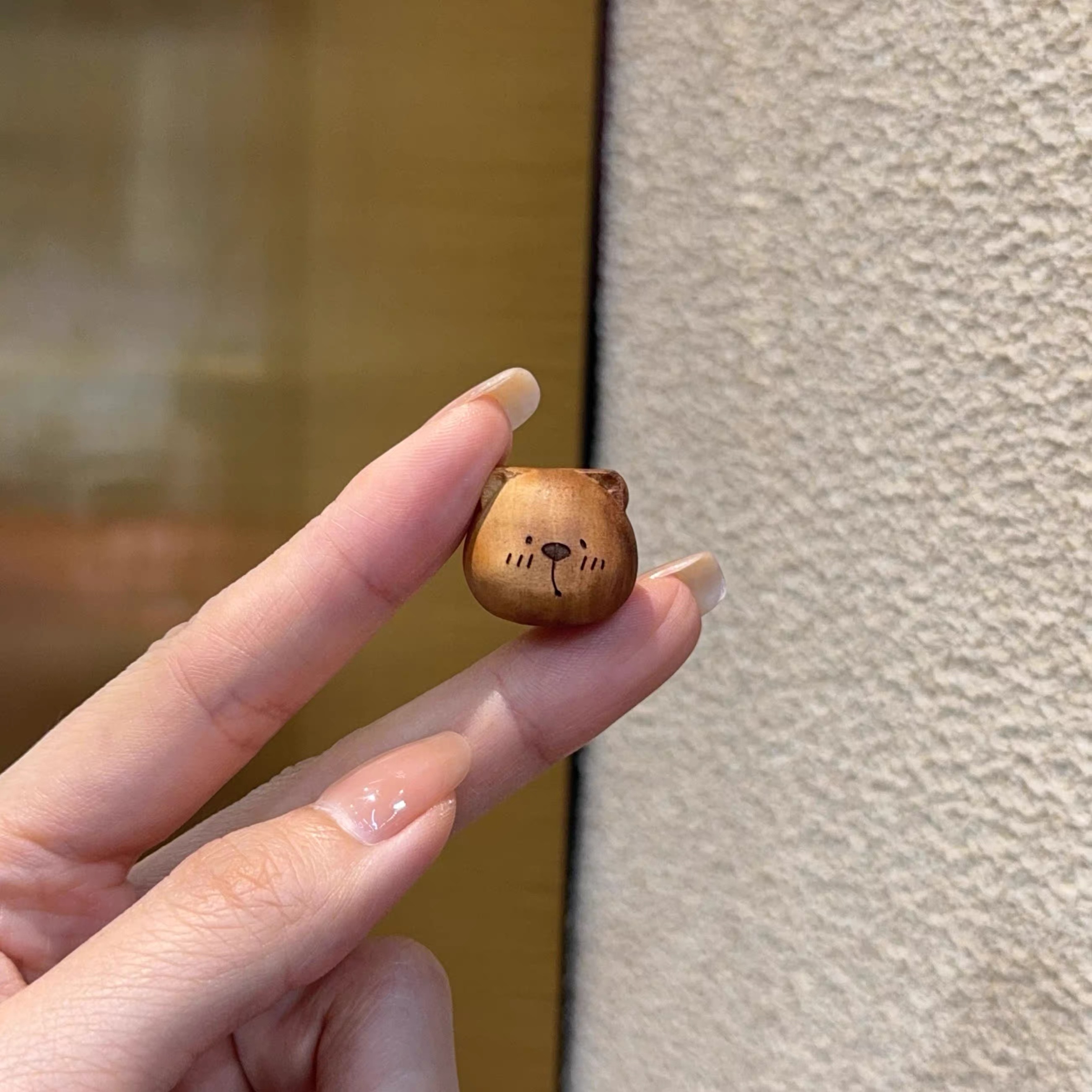 桃木小熊头上下通孔 手工diy配件手链挂件配饰时尚饰品文玩 DM849