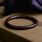 天然黑咖色椰蒂直切单圈手串 CF516 3mm 手链 约7