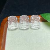 DIY项链 天然白水晶狐狸牌吊坠孔 规格30mm左右 ZW381