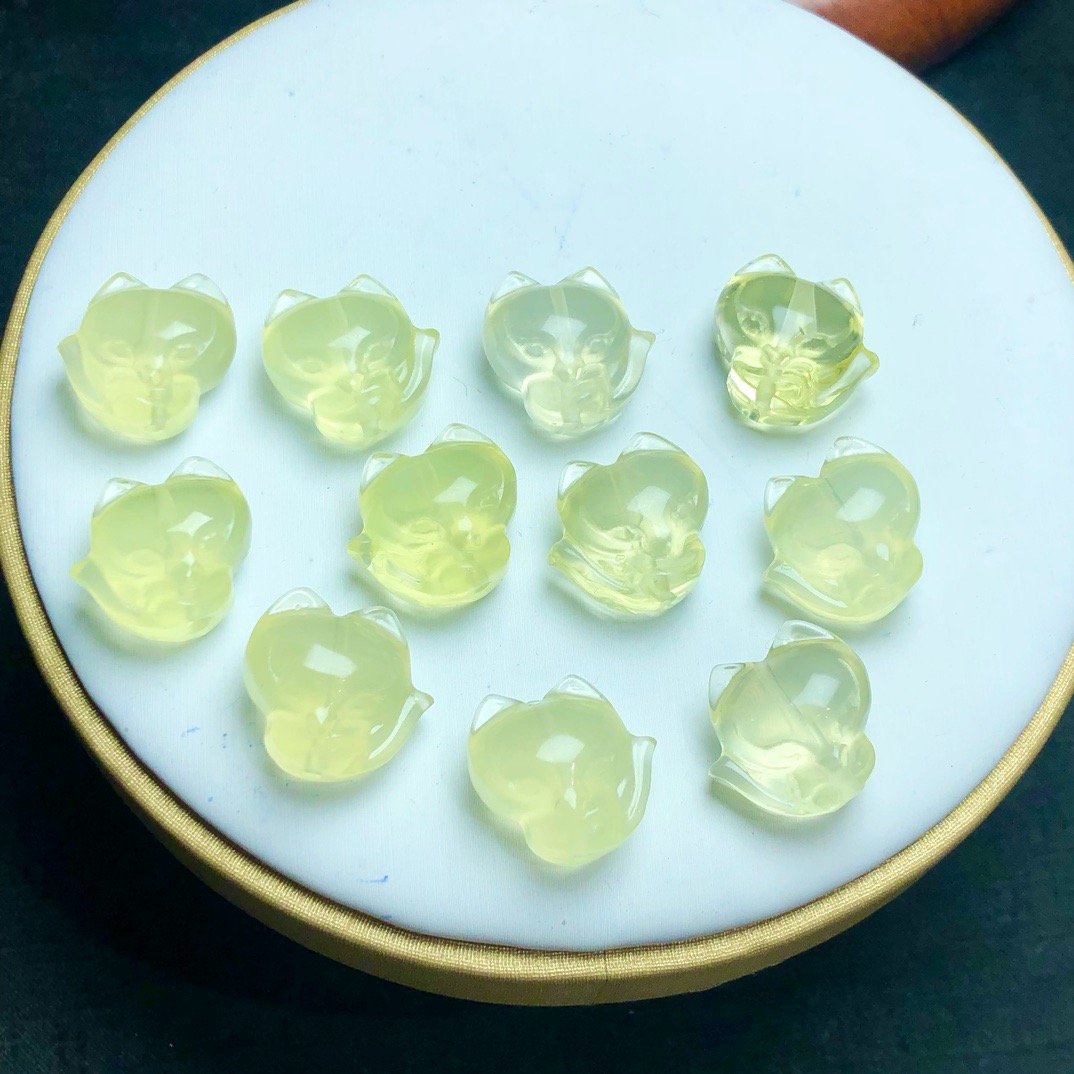 天然黄水晶大头狐狸 17mm diy手工串珠配饰手链项链 ZW884