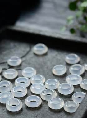 白玛瑙跑环 圆环 冰种白玉髓 DIY佛珠多圈手串项链 ZW253