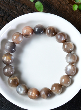 天然黑骨干太阳石手链 日光石水晶月光石散珠串珠手串男女 XL367