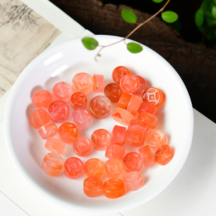 天然南红玛瑙铜钱币通孔配件 ZW254 DIY手串项链背云