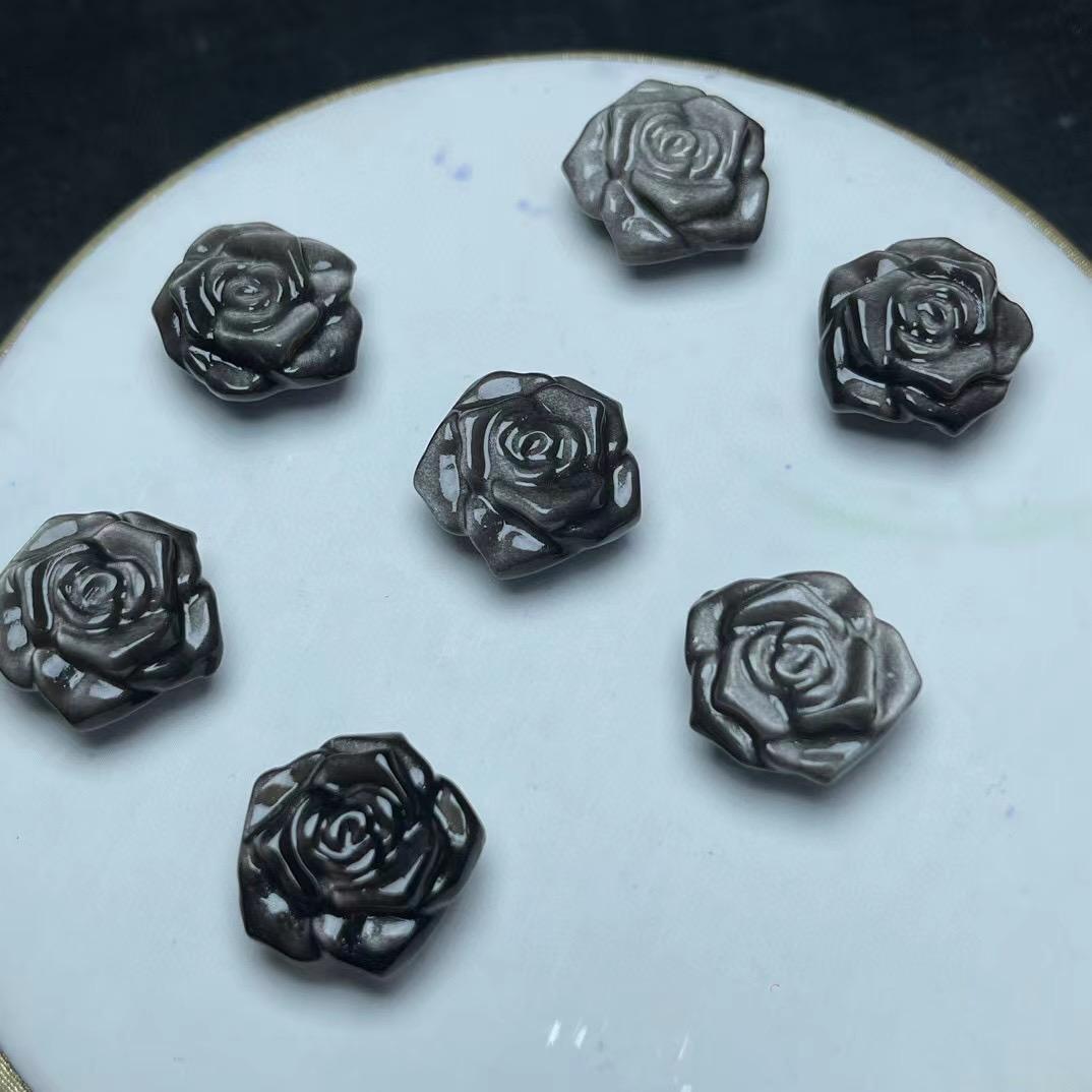 文玩佛珠手串银曜石项链通孔配件