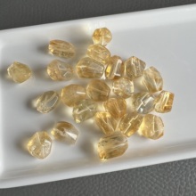 天然巴西黄水晶随形切面方块配件 DIY手串项链 ZW677