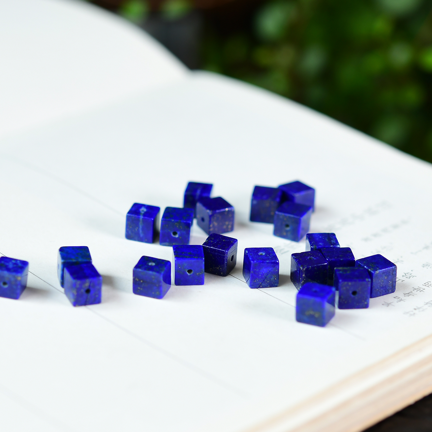 天然青金石方糖散珠通孔配件 约6mm DIY手串项链 ZW277