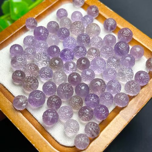 天然紫水晶回纹珠散珠 规格9～11mm左右 diy手工手串项链 ZW722