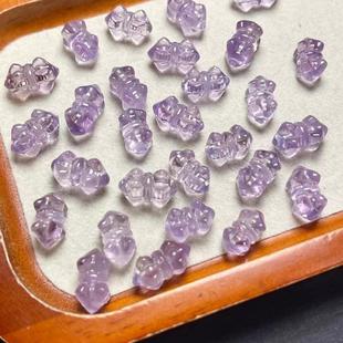 DIY手串项链 7mm ZW301 规格14mm 天然紫水晶金刚铃降魔杵左右孔