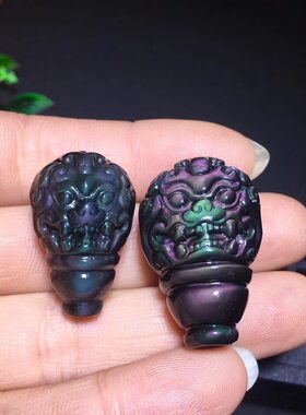 彩虹眼黑曜石一体式貔貅三通佛头