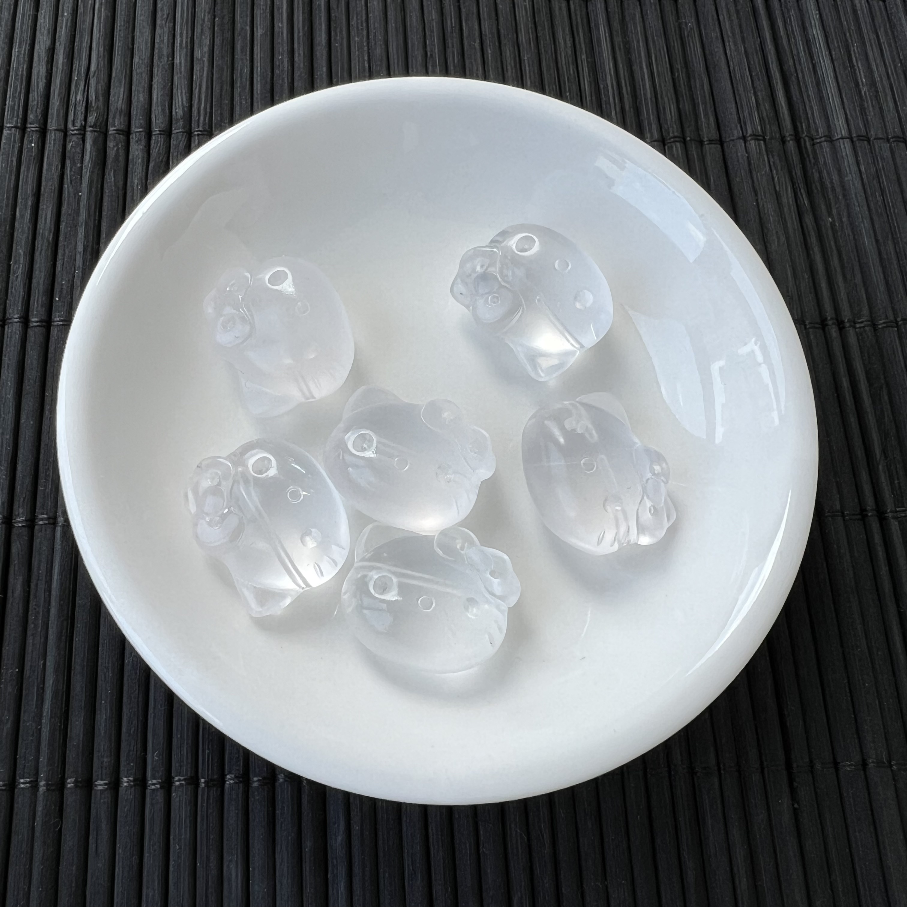 天然奶白晶kitty猫左右横孔配件 20*17*11.5mm diy手串项链 ZW797