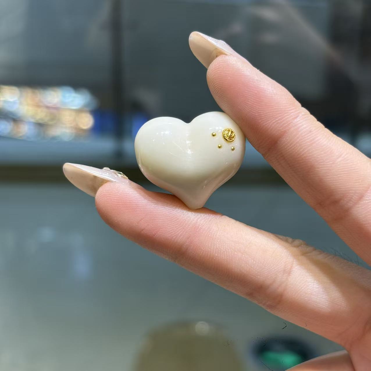 象牙果镶标爱心拉丝屁桃 diy配件手工编织项链文玩佛珠配饰 TY642