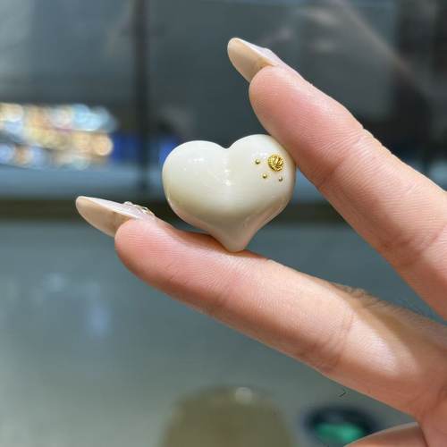 象牙果镶标爱心拉丝屁桃 diy配件手工编织项链文玩佛珠配饰 TY642