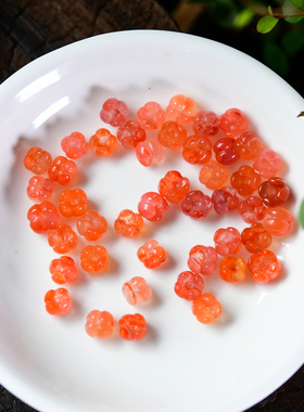 天然凉山南红玛瑙桂花通孔配件 DIY项链手串 约7mm ZW242