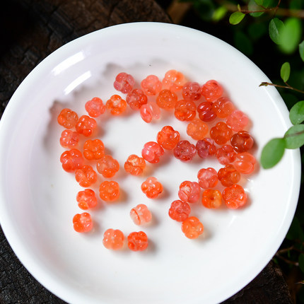 天然凉山南红玛瑙桂花通孔配件 DIY项链手串 约7mm ZW242