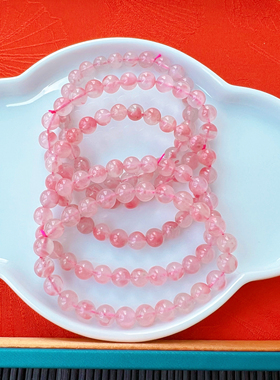 天然樱花雨蔷薇石单圈手链 7mm+ 蔷薇辉手串 LH601