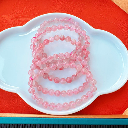 天然樱花雨蔷薇石单圈手链 7mm+ 蔷薇辉手串 LH601