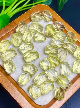 天然黄水晶随形方块通孔配件 规格10*15mm左右 diy手串项链 ZW753