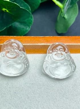 天然白水晶大肚佛雕刻吊坠孔 规格27mm*24mm DIY项链 ZW596