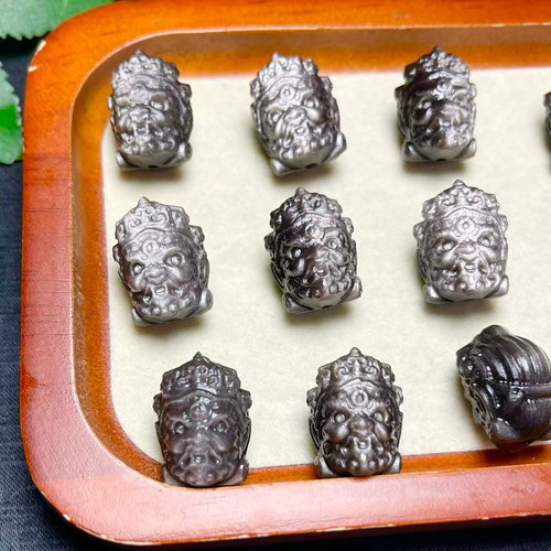 天然银曜石大黑天通孔配件 规格20mm diy手串项链 ZW834