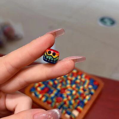 彩虹料器阿呆通孔散珠配件 DIY多宝文玩手串项链 TY1953