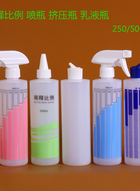 500ml喷雾瓶250毫升小喷壶稀释瓶比例喷瓶炮台盖尖嘴盖挤出塑料瓶