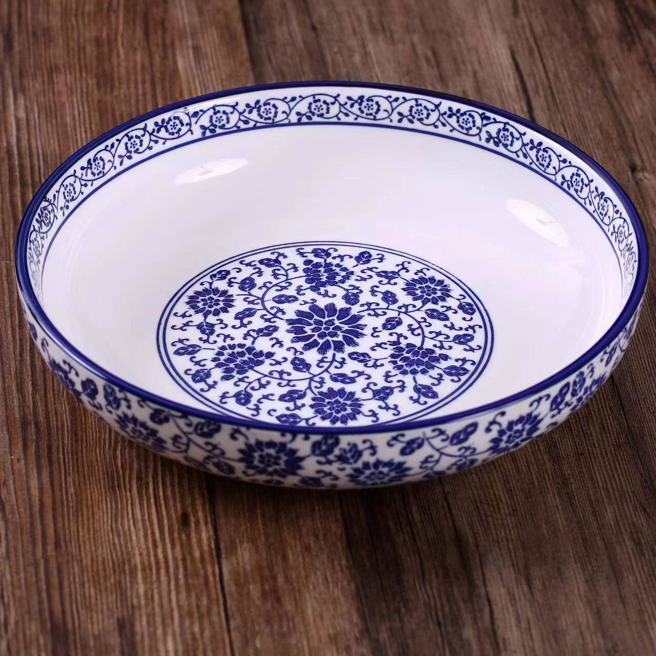 剁椒鱼头浅碗青花瓷鱼头泡饼深盘陶瓷大号凉菜热菜汤碗水煮鱼菜碗