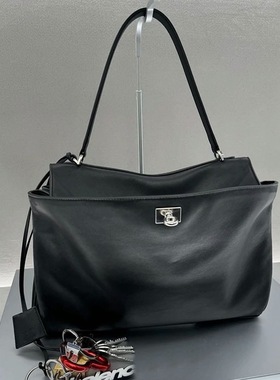 2026二层牛真皮rodeo锁扣腋下单肩斜挎休闲通勤凯莉女酷个性黑棕