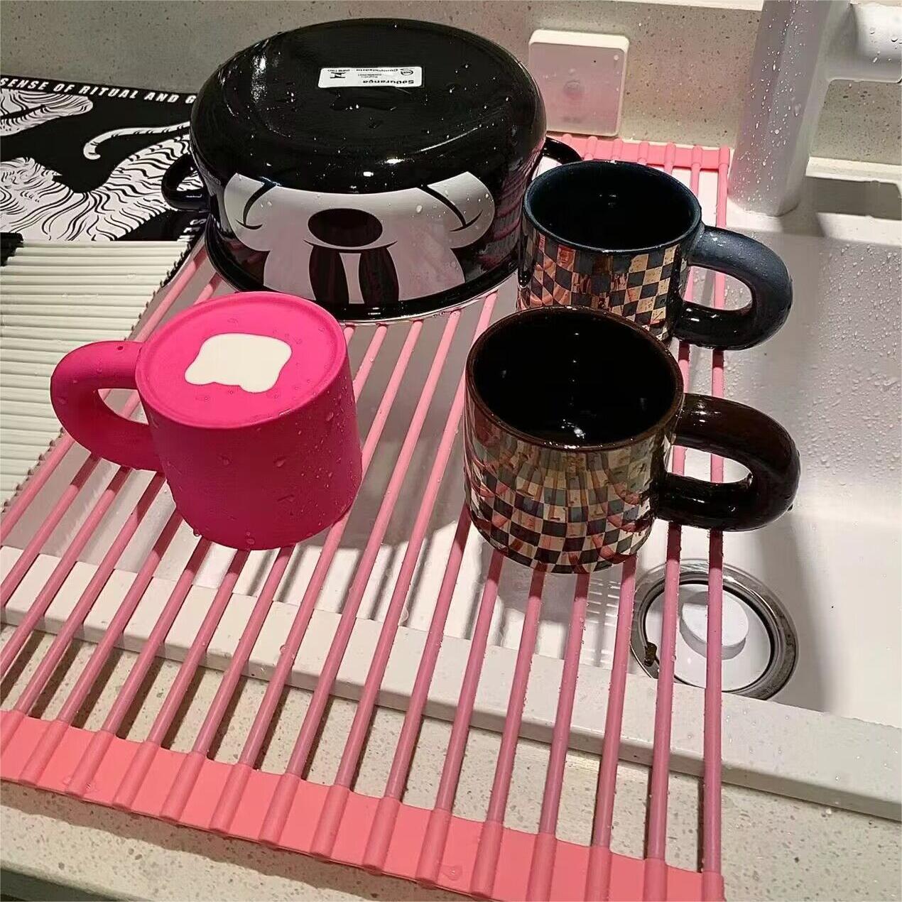 Mu Mu 沐家硅胶沥水架食品级厨房水槽卷帘置物架可卷折叠水池隔热