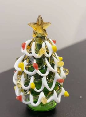 Mu Mu 琉璃雪景实心圣诞树工艺品摆件圣诞节礼物创意儿童礼物装饰