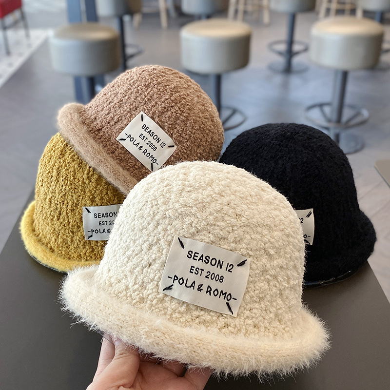 儿童帽子秋冬季韩版百搭保暖毛绒盆帽男童女童洋气休闲水桶渔夫帽